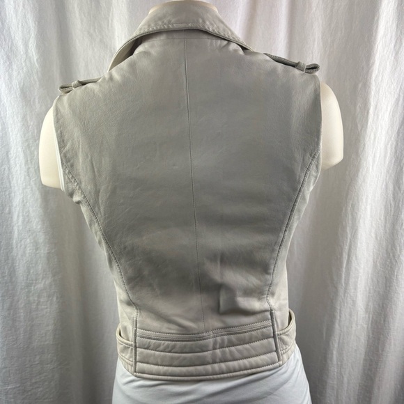 IRO Suga lamb leather moto vest in a light off-white or "bone" color 36(US 4) - Picture 5 of 13